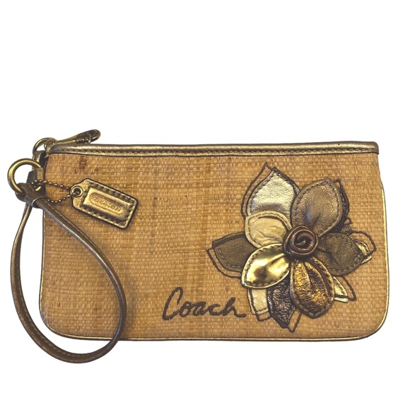 Coach Hamilton Collection Vintage Coated Straw Gold Metallic - Picture 14 of 16